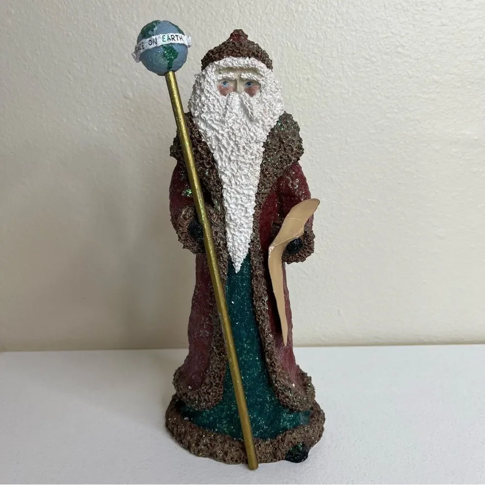 Vintage 90s Enesco Belsnickle Limited Edition Santa Globe Peace On Earth Baldwin